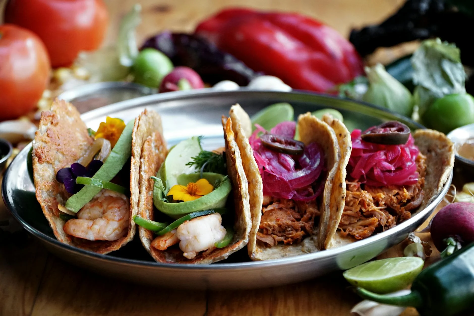 Traditional Mexican street tacos al pastor Mexico City food