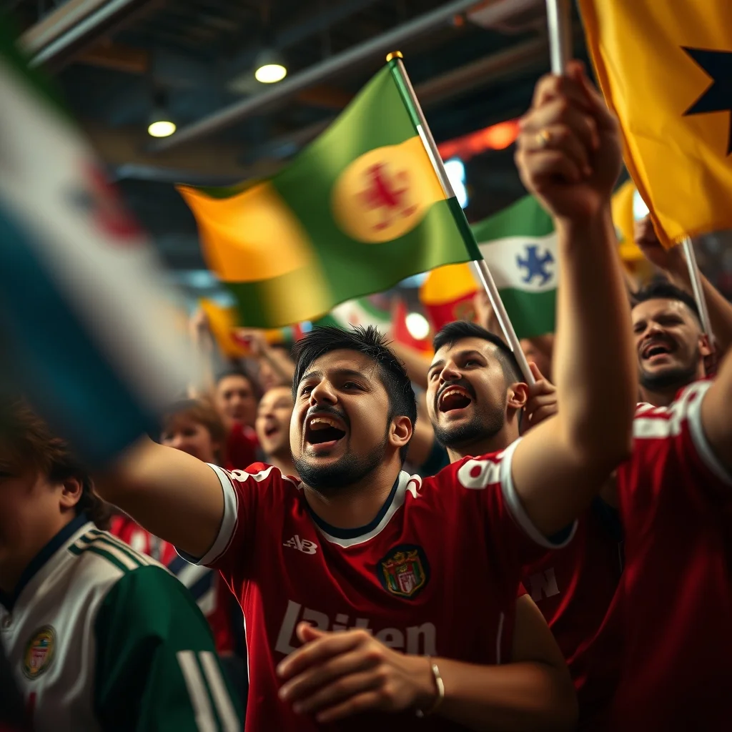 World Cup 2026 football fans celebrating in New York sports bar atmosphere