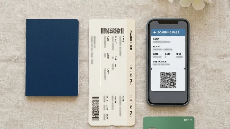 Documents needed for a Bali visa on arrival: passport, onward ticket, debit card and phone